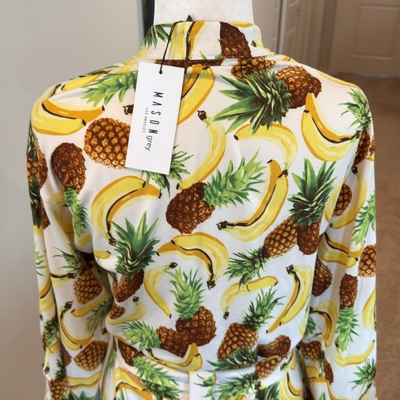 Mason Grey TROPICAL SMOOTHIE Fruit Print Classic Short Robe Women's Size small - Picture 12 of 13